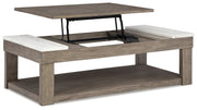 Loyaska Coffee Table with 2 End Tables in Grayish Brown/White - PKG018519