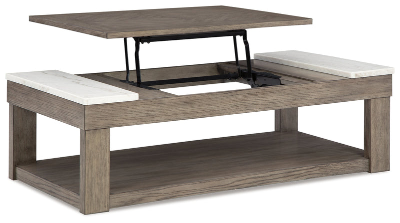 Loyaska Coffee Table with 2 End Tables in Grayish Brown/White - PKG018519