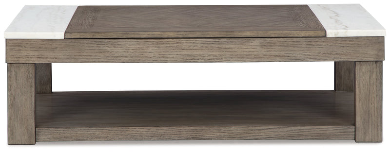 Loyaska Coffee Table with 2 End Tables in Grayish Brown/White - PKG018519