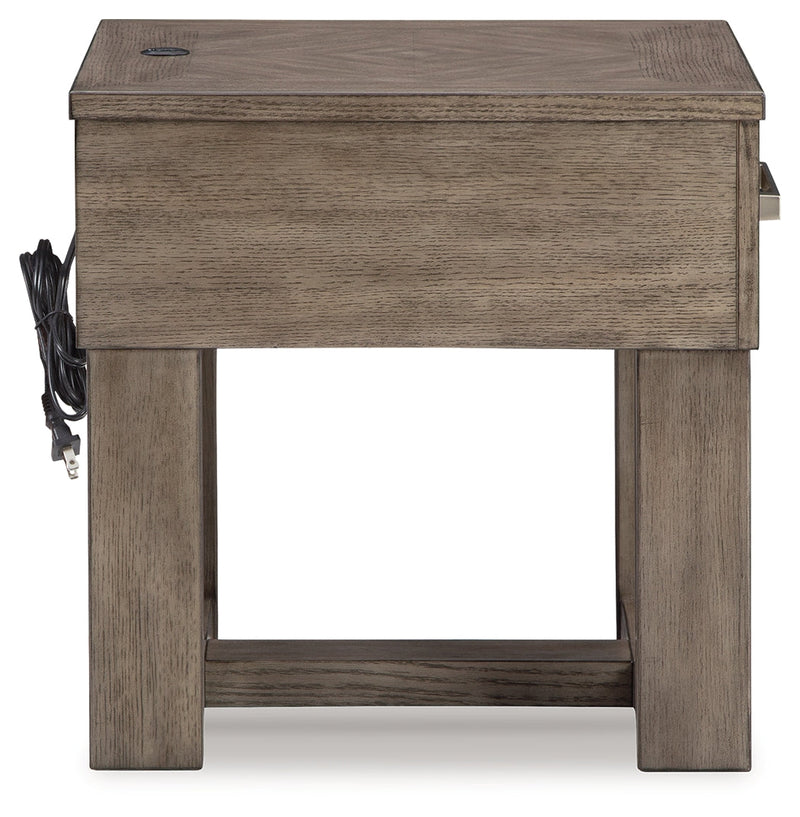 Loyaska Grayish Brown/White End Table - T854-3
