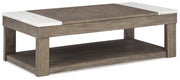 Loyaska Grayish Brown/White Lift-Top Coffee Table - T854-9