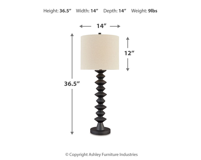 Luanndon 2-Piece Table Lamp Set in Black - PKG019350