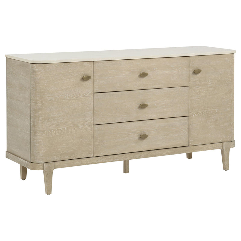 Lucaire 2-door 3-drawer Cultured Marble Top Sideboard Sandstone - 105965