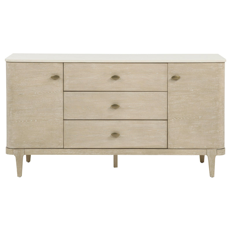 Lucaire 2-door 3-drawer Cultured Marble Top Sideboard Sandstone - 105965