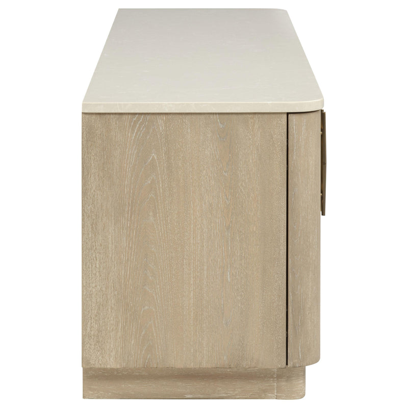 Lucaire 4-Door TV Stand for TVs up to 77 Inches Honed Cream and Sandstone - 706743