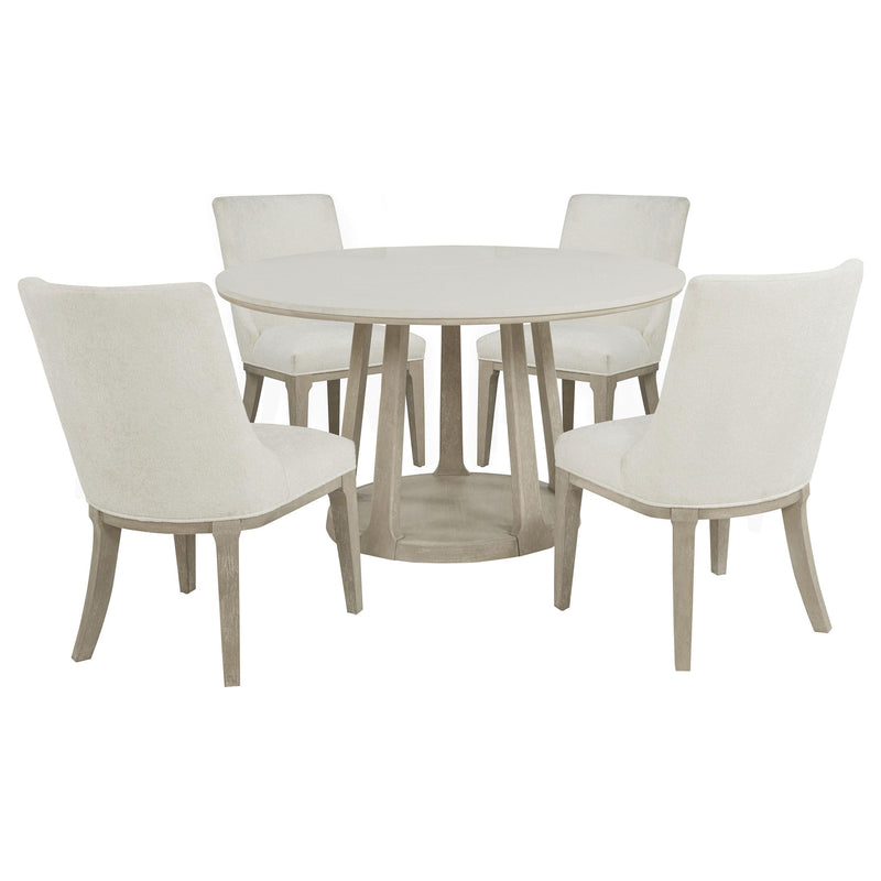 Lucaire 5-piece 54-inch Round Cultured Marble Dining Set Sandstone - 105967-S5