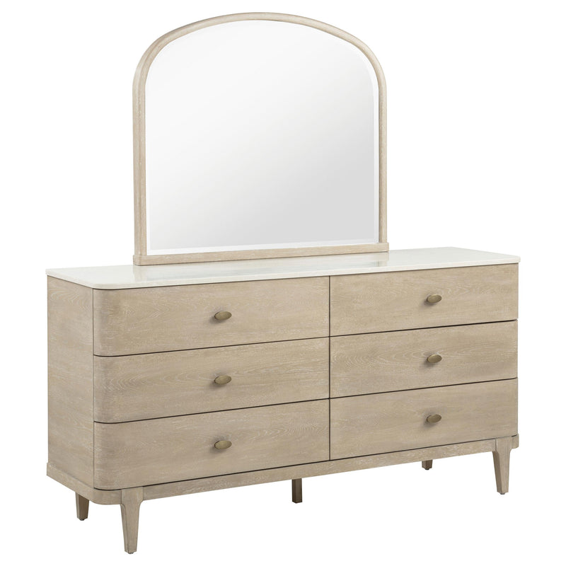 Lucaire 6-drawer Dresser Cabinet with Mirror Sandstone - 225183M