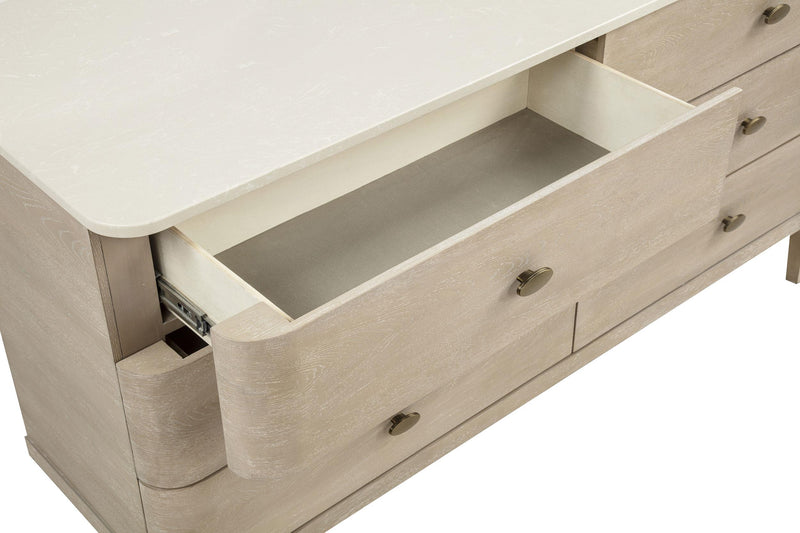 Lucaire 6-drawer Dresser Cabinet with Mirror Sandstone - 225183M