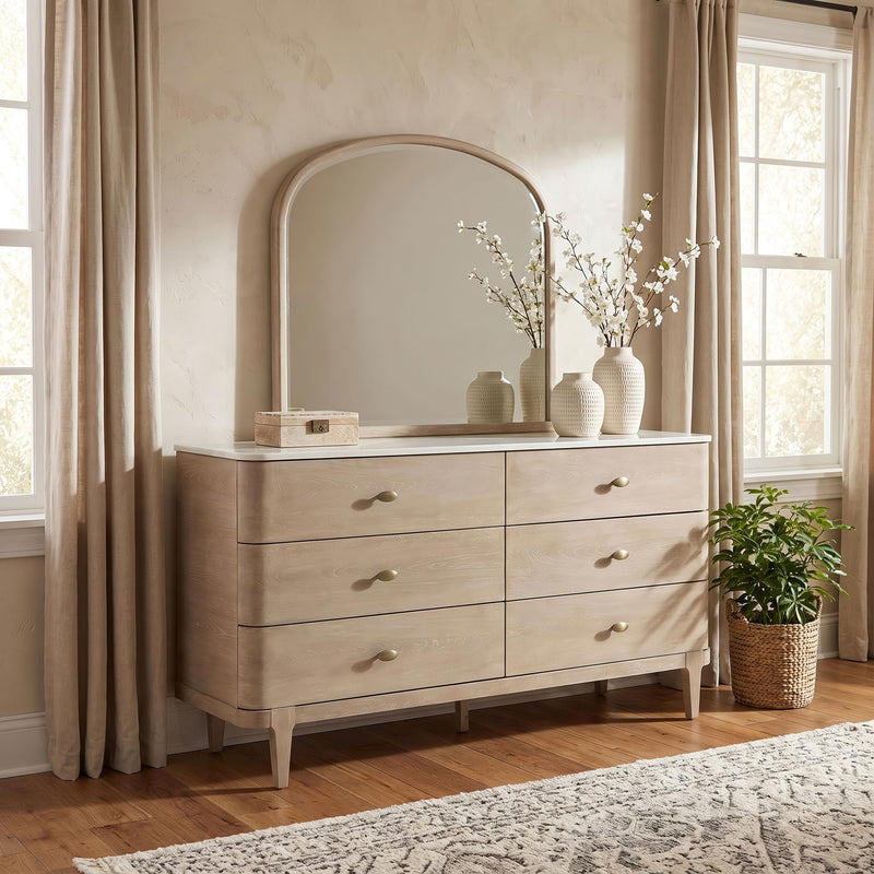 Lucaire 6-drawer Dresser Cabinet with Mirror Sandstone - 225183M