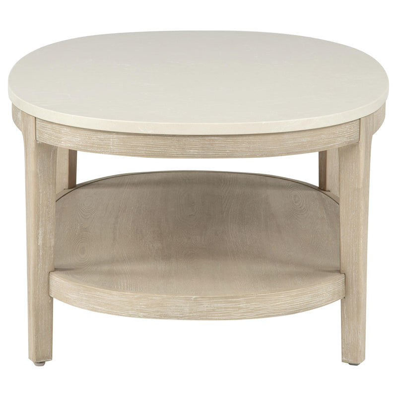Lucaire Oval Cultured Marble Top Coffee Table Honed Cream and Sandstone - 706748