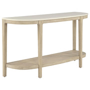 Lucaire Oval Cultured Marble Top Console Table Honed Cream and Sandstone - 706749