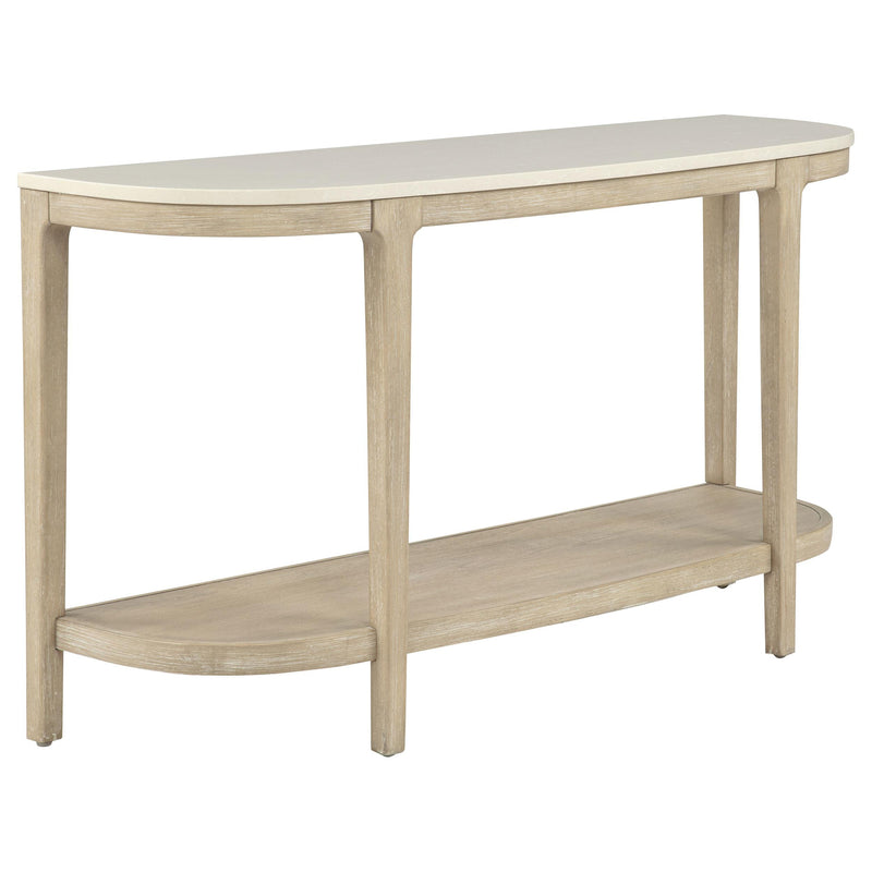 Lucaire Oval Cultured Marble Top Console Table Honed Cream and Sandstone - 706749