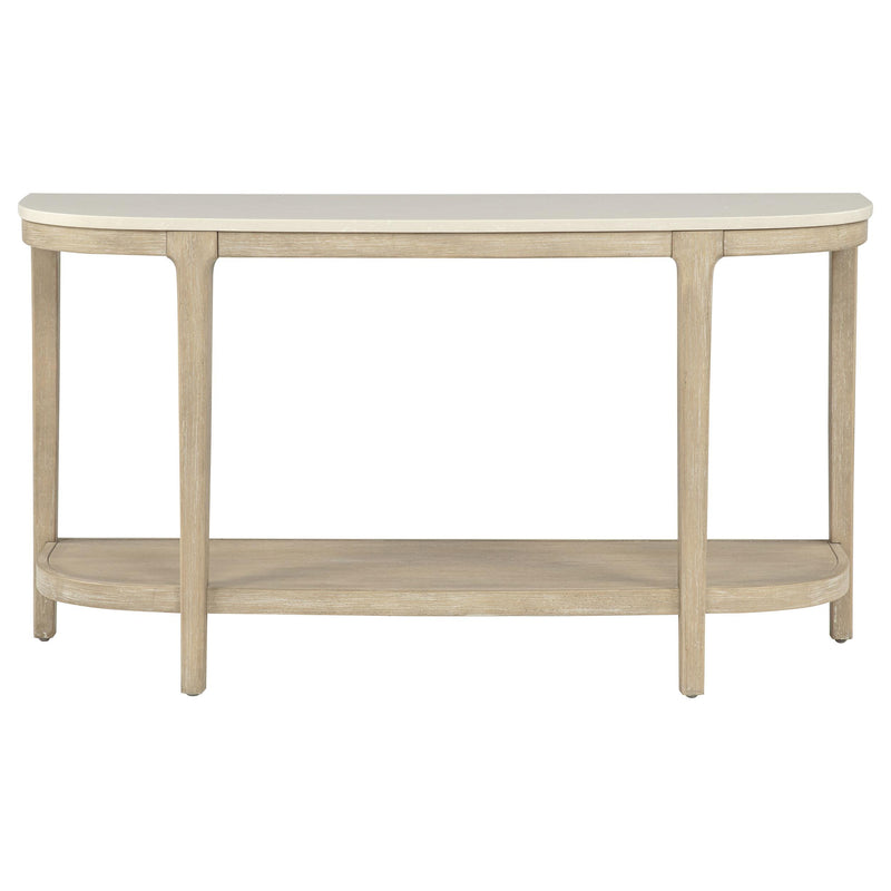 Lucaire Oval Cultured Marble Top Console Table Honed Cream and Sandstone - 706749