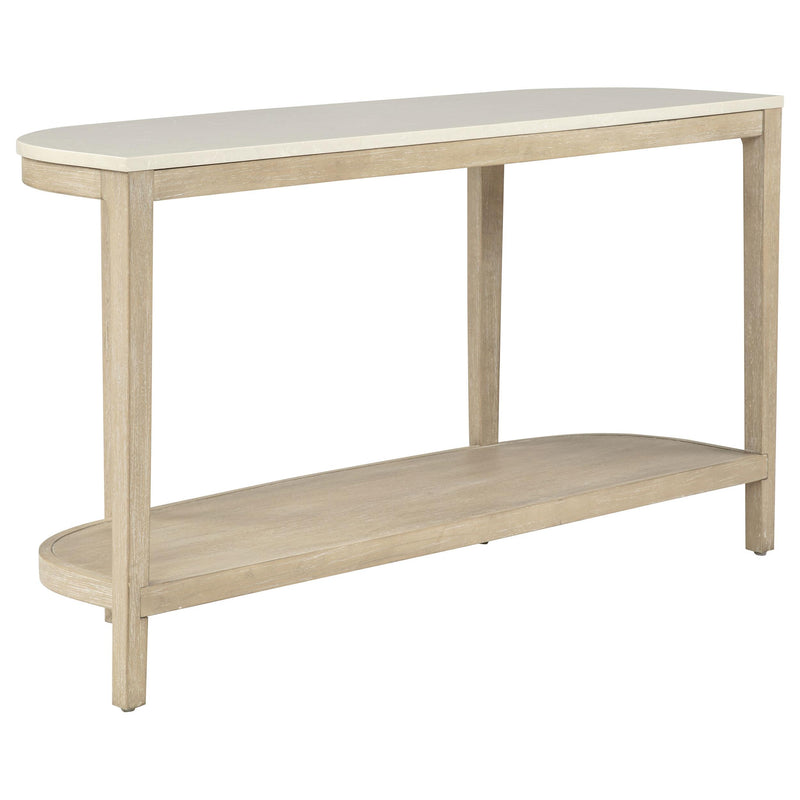 Lucaire Oval Cultured Marble Top Console Table Honed Cream and Sandstone - 706749
