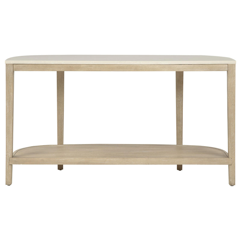 Lucaire Oval Cultured Marble Top Console Table Honed Cream and Sandstone - 706749