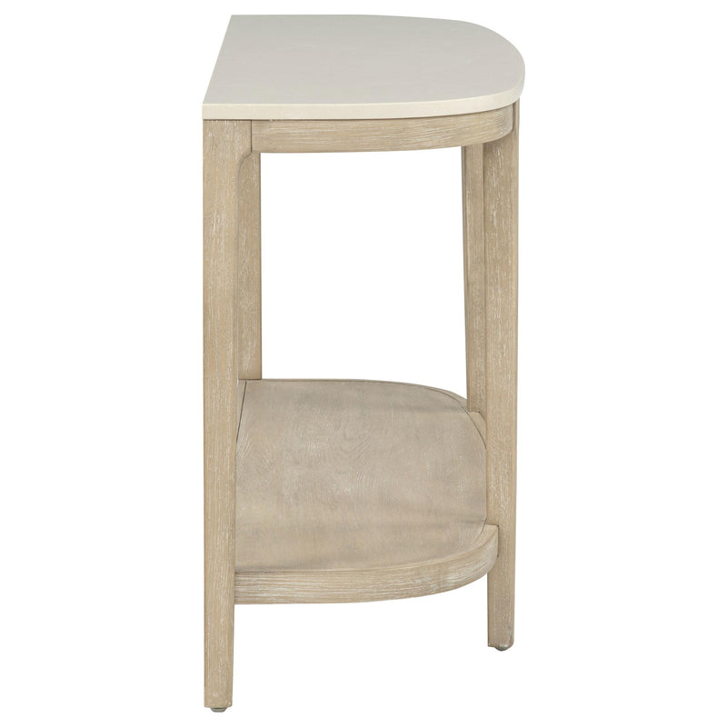 Lucaire Oval Cultured Marble Top Console Table Honed Cream and Sandstone - 706749