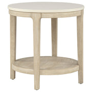 Lucaire Round Cultured Marble Top End Table Honed Cream and Sandstone - 706747