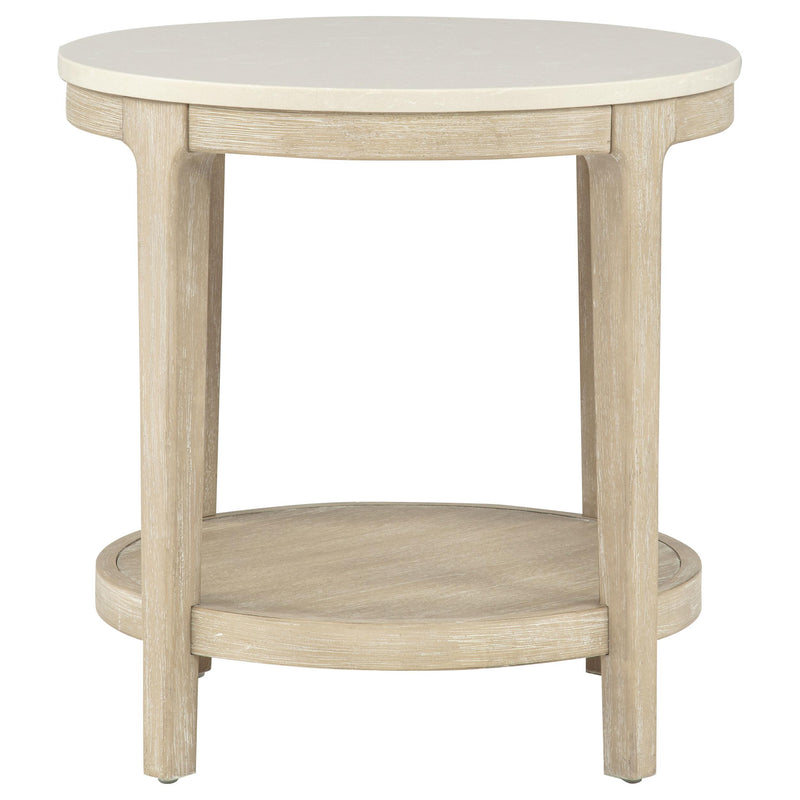 Lucaire Round Cultured Marble Top End Table Honed Cream and Sandstone - 706747