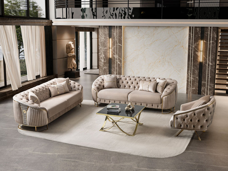 Lucas 3-pieces (Sofa & Loveseat & Chair) Livingroom Set in Beige - 200-ST-LUC-TURKO276-321