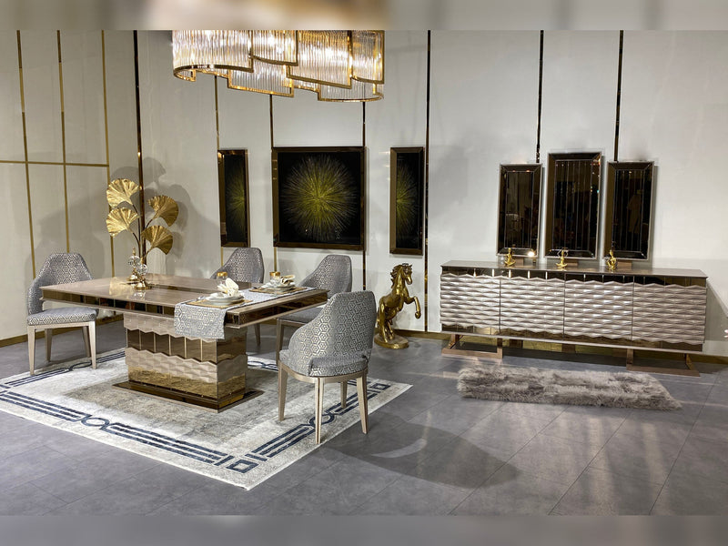 Lucas Diningroom (Consol With Mirror & Dining Table & 6 Dining Chair) - 200-MUM-LUC-DT-6-SET