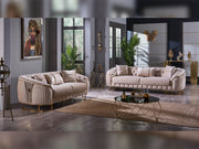 Lucas Stationary Loveseat Beige in Beige - 101-LUC-GRA010-2