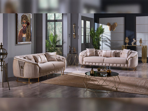 Lucas Stationary Loveseat Beige in Beige - 101-LUC-GRA010-2