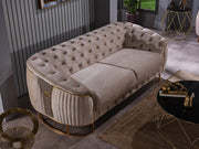Lucas Stationary Loveseat Beige in Beige - 101-LUC-GRA010-2