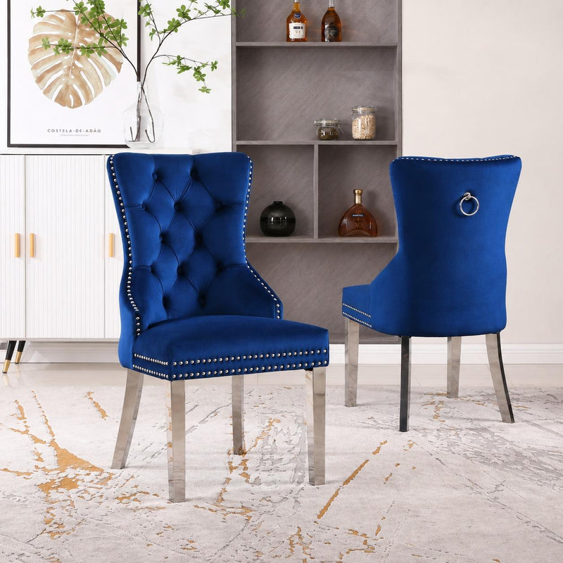 Lucca - Deep Tufting Back Upholstered Velvet Chair with Chrome Nailhead Trim 2PC/CTN - D152-C
