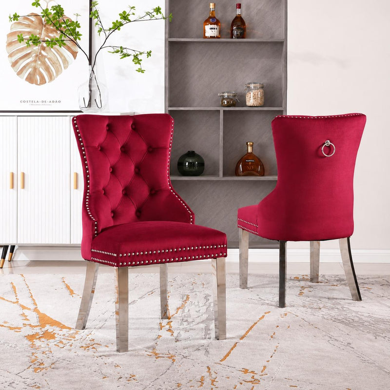 Lucca - Deep Tufting Back Upholstered Velvet Chair with Chrome Nailhead Trim 2PC/CTN - D153-C