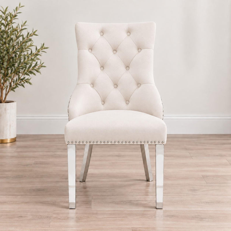 Lucca - Deep Tufting Back Upholstered Velvet Chair with Chrome Nailhead Trim 2PC/CTN - D163-C