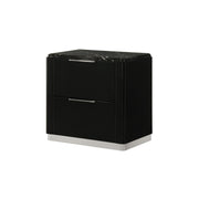 Lucia - 2 Drawers Black Nightstand with Faux Marble Top - B241-N