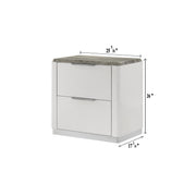 Lucia - 2 Drawers White Nightstand with Faux Marble Top - B242-N