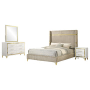 Lucia 4-piece Eastern King Bedroom Set Beige and White - 224731KE-S4
