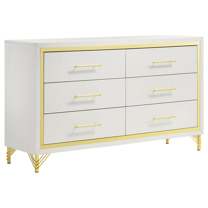 Lucia 4-piece Eastern King Bedroom Set Beige and White - 224731KE-S4