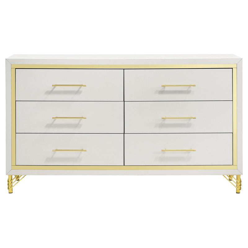 Lucia 4-piece Eastern King Bedroom Set Beige and White - 224731KE-S4