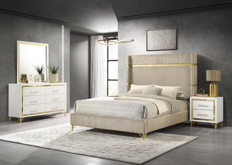 Lucia 4-piece Queen Bedroom Set Beige and White - 224731Q-S4