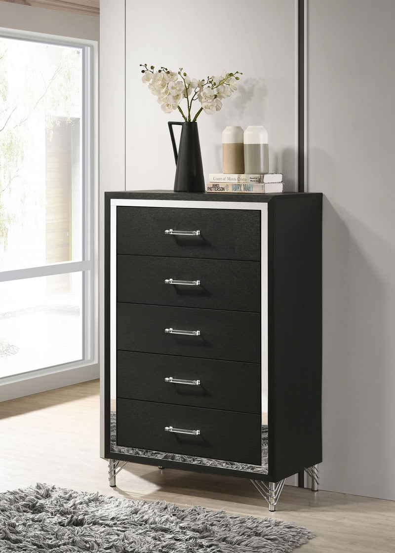Lucia 5-drawer Bedroom Chest of Drawers Black - 224995