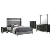Lucia 5-piece Eastern King Bedroom Set Grey and Black - 224991KE-S5