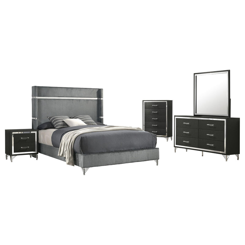 Lucia 5-piece Eastern King Bedroom Set Grey and Black - 224991KE-S5