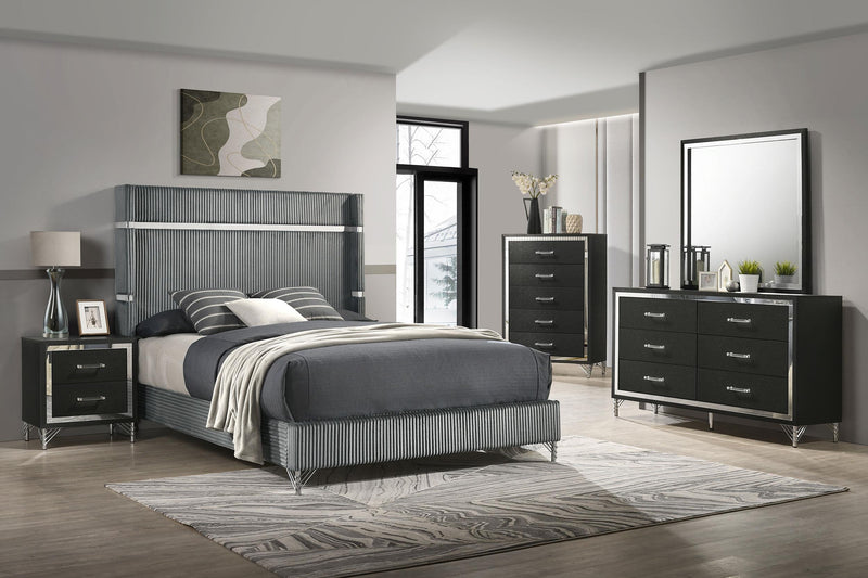 Lucia 5-piece Queen Bedroom Set Grey and Black - 224991Q-S5