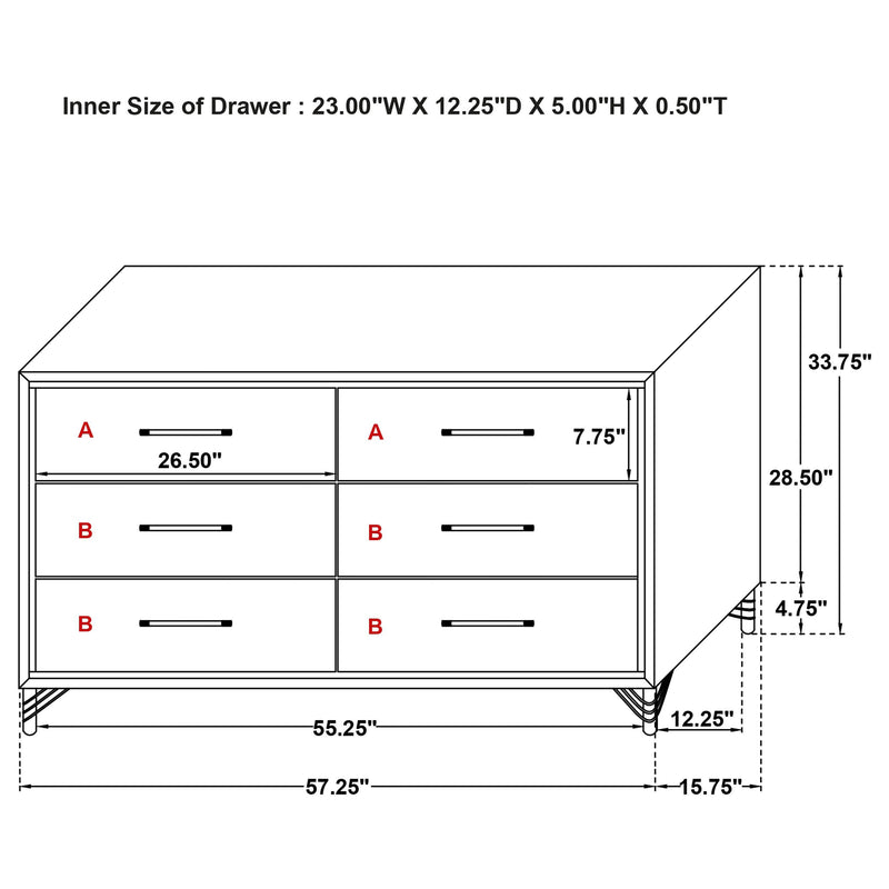 Lucia 6-drawer Dresser Cabinet Black - 224993