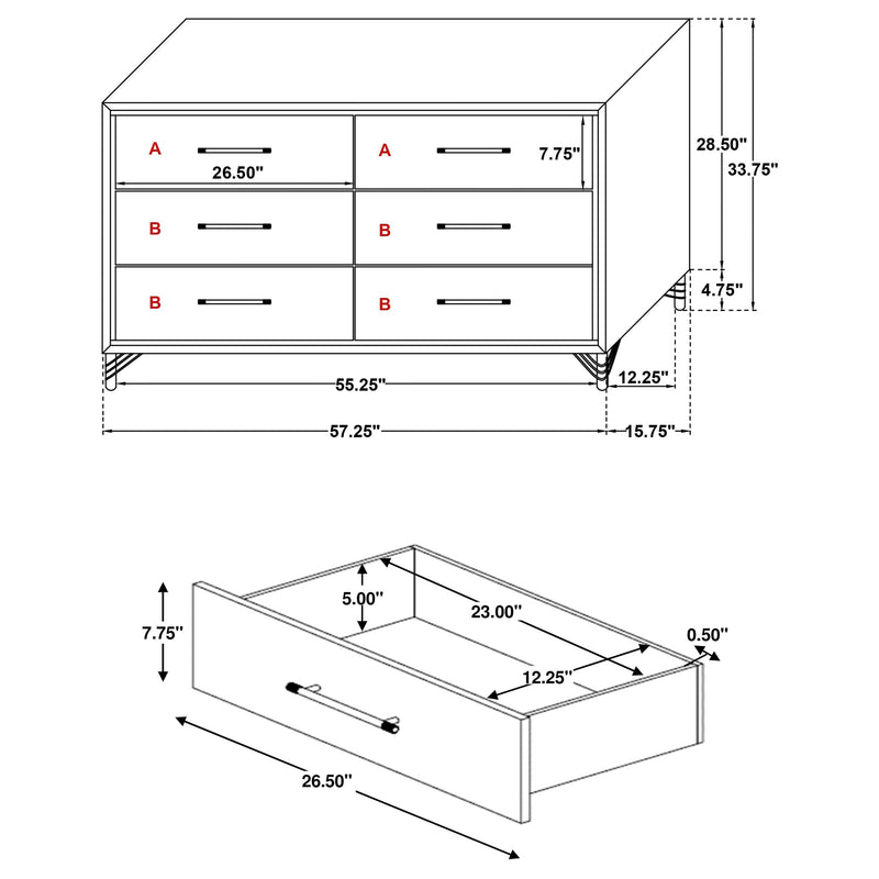 Lucia 6-drawer Dresser Cabinet White - 224733