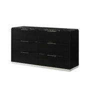 Lucia - 6 Drawers Black Dresser with Faux Marble Top - B241-D
