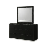 Lucia - 6 Drawers Black Dresser with Faux Marble Top - B241-D