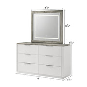 Lucia - 6 Drawers White Dresser with Faux Marble Top - B242-D