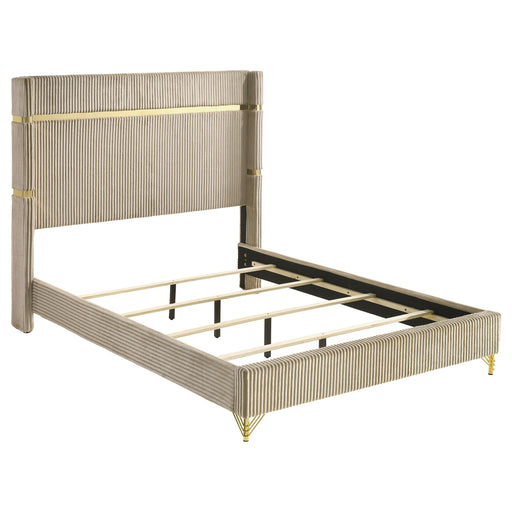 Lucia 61-inch Upholstered Eastern King Wingback Bed Beige - 224731KE