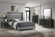 Lucia 61-inch Upholstered Eastern King Wingback Bed Grey - 224991KE