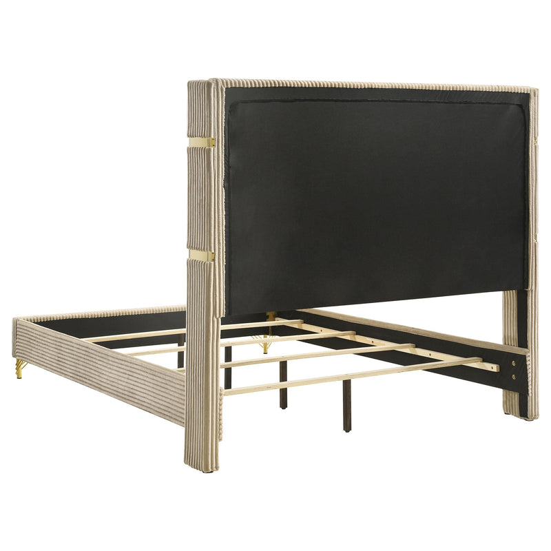 Lucia 61-inch Upholstered Queen Wingback Bed Beige - 224731Q