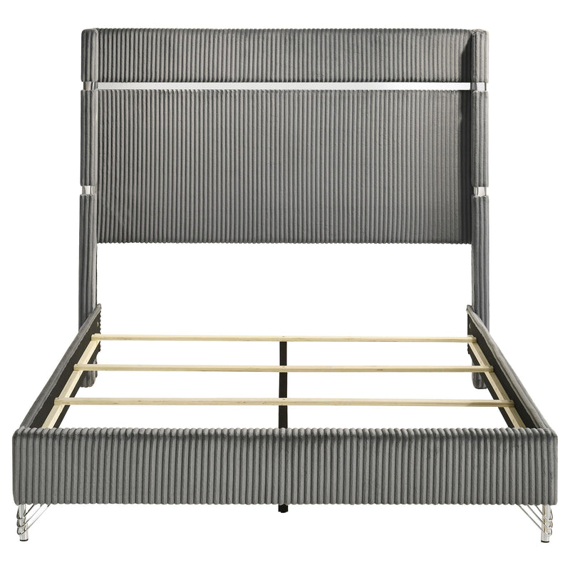 Lucia 61-inch Upholstered Queen Wingback Bed Grey - 224991Q