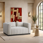 Lucia 67" Linen Textured Fabric Upholstered Loveseat in Beige - 655Beige-L